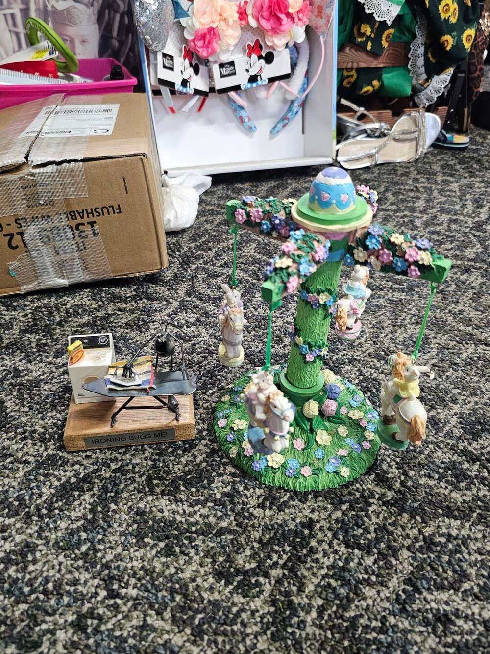 Abc Musical Animated Easter Bunny Carousel Figurine